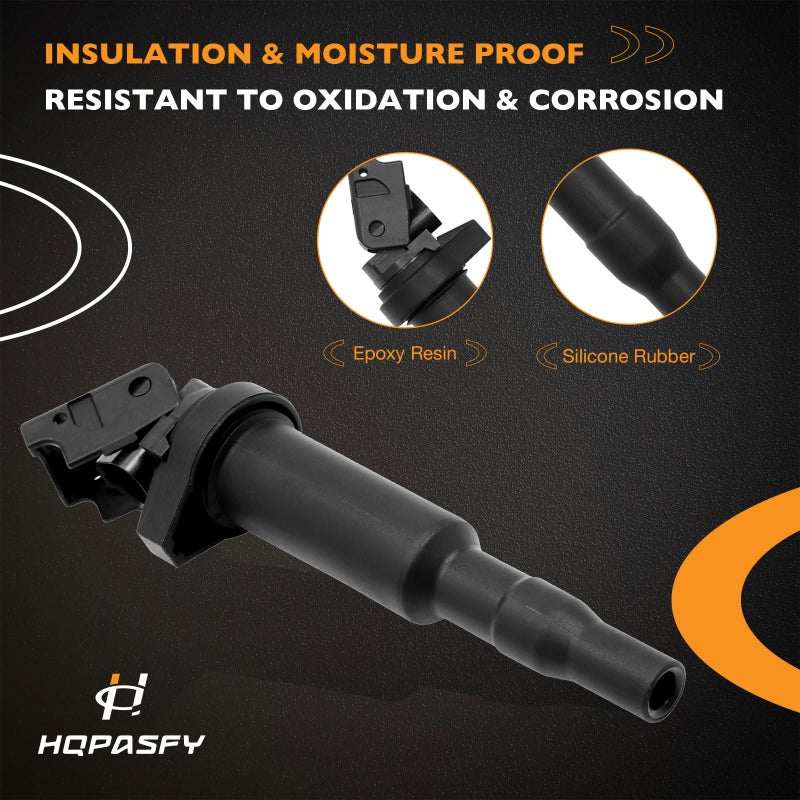 HQPASFY مجموعة ملفات الإشعال HQPASFY مكونة من 6 قطع متوافقة مع BMW 325i 335i 525i 550i 650i M3 M5 X5 X6 والمزيد من الاستبدالات # 0221504470، 12137562744، 221504470، 12137594937، 12138657273 - Image 2